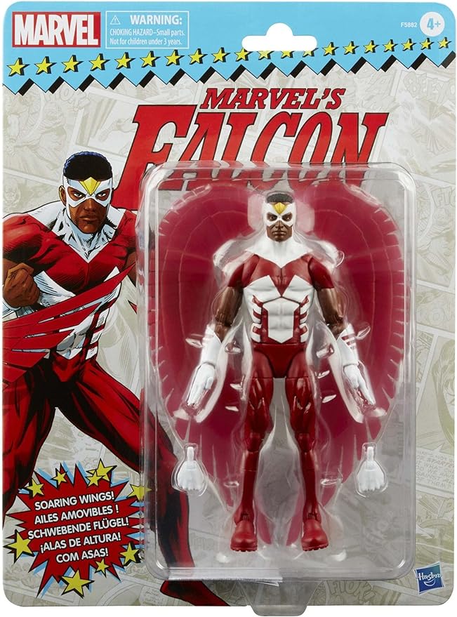 Marvel Legends Series Falcon 6-inch Retro Packaging Action Figure Toy, 3 Accessories - Figurio