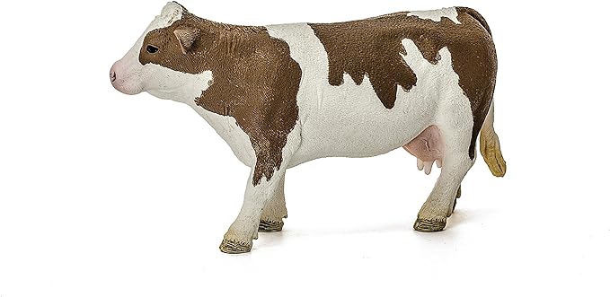 Schleich Farm World Simmental Cow Toy Figurine - Educational and Durable Farm Animal Toy Figure, Fun and Imaginative Play for Boys and Girls, Gift for Kids Ages 3+ - Figurio