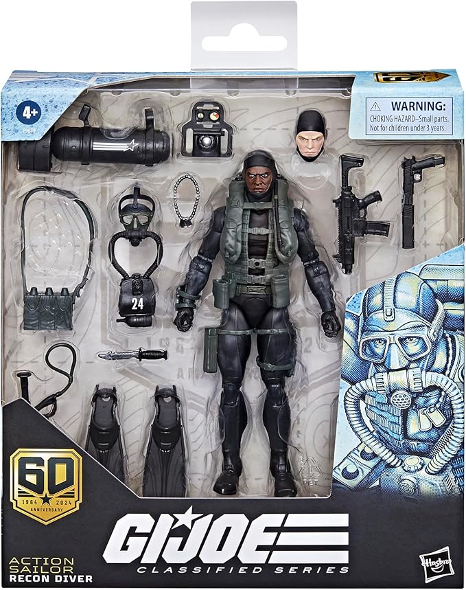 G.I. Joe Classified Series 60th Anniversary Action Sailor - Recon Diver, Collectible 6-Inch Action Figure with 17 Accessories - Figurio