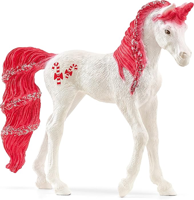 Schleich bayala, Collectible Unicorn Toy Figure for Girls and Boys, Candy Cane Unicorn Figurine (Dessert Series), Ages 5+, 6.3 inch - Figurio