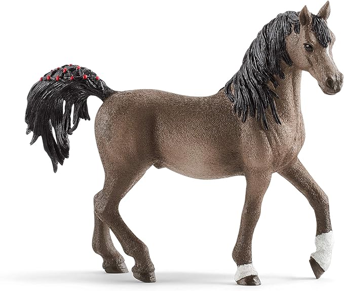 Schleich Horse Club Arabian Stallion Figurine - Detailed Horse Toy with Distinctive High Tail Carriage, Durable for Education and Imaginative Play for Boys and Girls, Gift for Kids Ages 5+ - Figurio