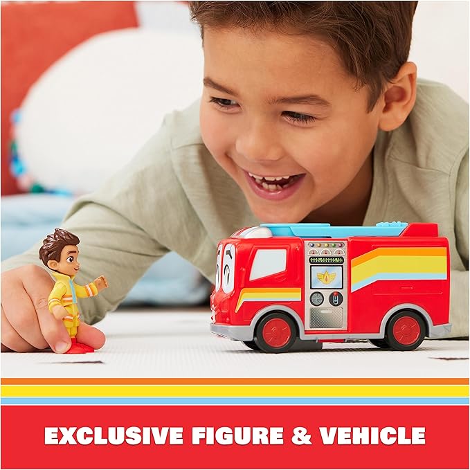 Disney Junior Firebuds, Bo and Flash, Action Figure and Fire Engine Vehicle with Interactive Eye Movement, Kids’ Toys for Boys and Girls Aged 3 and up - Figurio