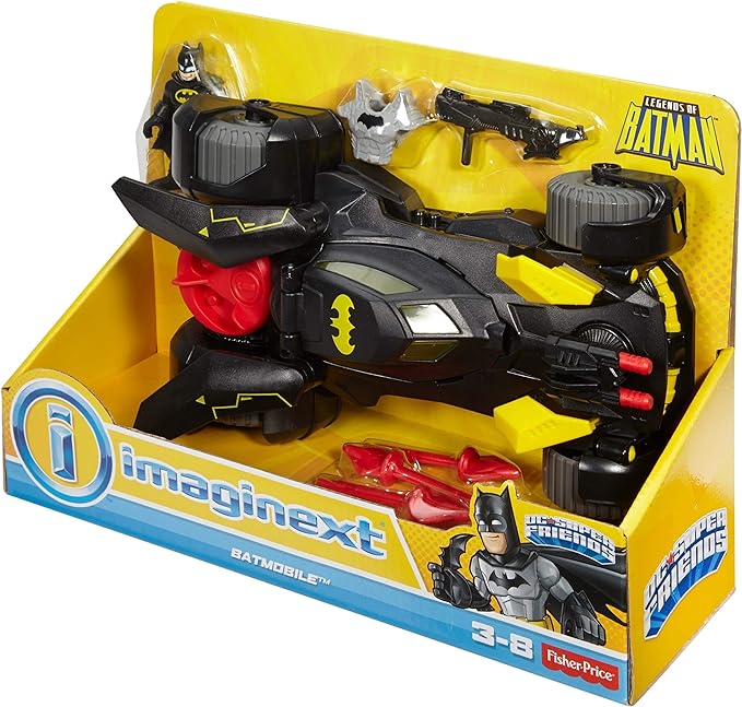 Fisher-Price Imaginext FGC31 Dc Super Friends Legends of Batman Deluxe Batmobile, Black/Yellow - Figurio