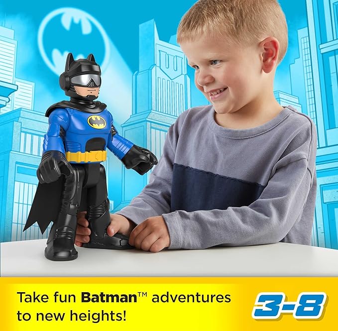 Fisher-Price Imaginext DC Super Friends Preschool Toy Batman XL 10-Inch Poseable Figure, Biker Blue, for Pretend Play Kids Ages 3+ Years - Figurio