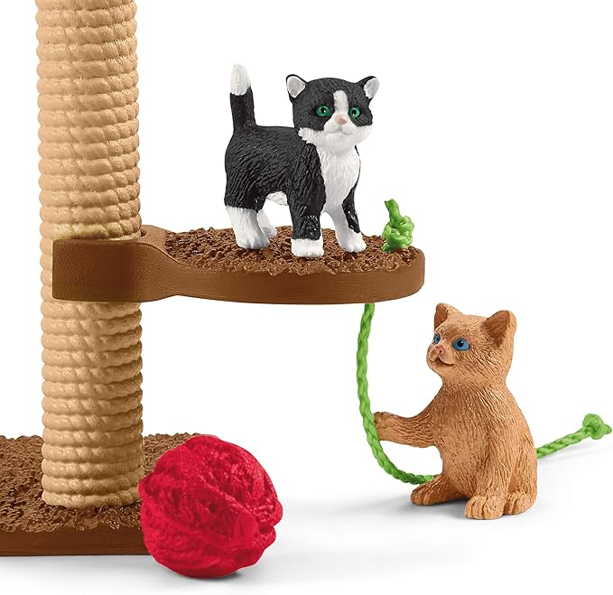 Schleich Farm World Cute Cats and Kittens Playtime Figurine Set - 9-Piece Realistic Momma Cat and Baby Kitten Figurine Large Playset forToddlers, Boys and Girls, Gift for Kids Ages 3+ - Figurio