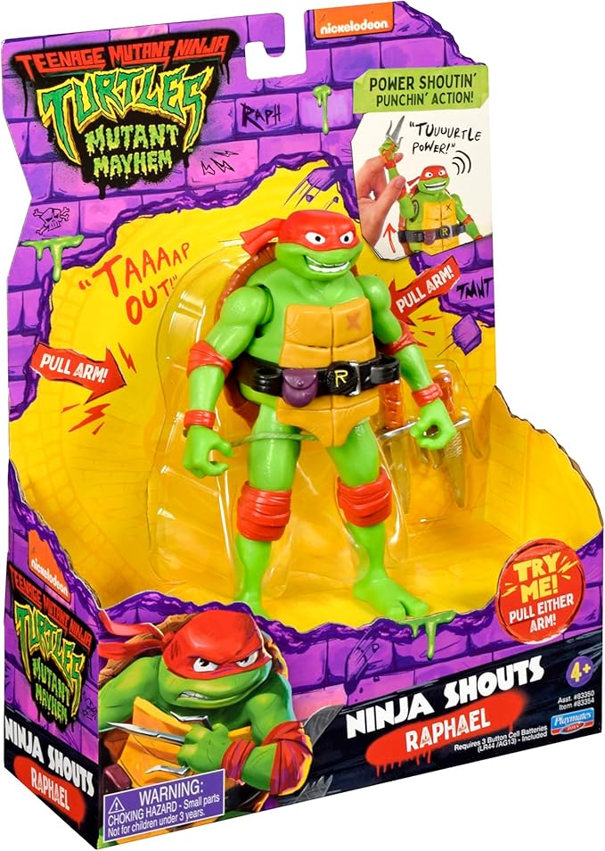 Teenage Mutant Ninja Turtles: Mutant Mayhem 5.5” Raphael Deluxe Ninja Shouts Figure by Playmates Toys - Figurio