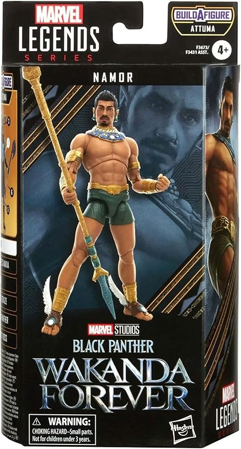 Marvel Legends Series Black Panther Wakanda Forever Namor 6-inch MCU Action Figure Toy, 3 Accessories, 1 Build-A-Figure Part - Figurio