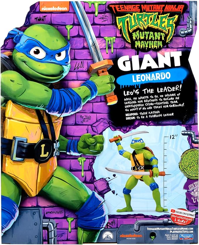 Teenage Mutant Ninja Turtles: Mutant Mayhem 12” Giant Leonardo Figure by Playmates Toys - Figurio