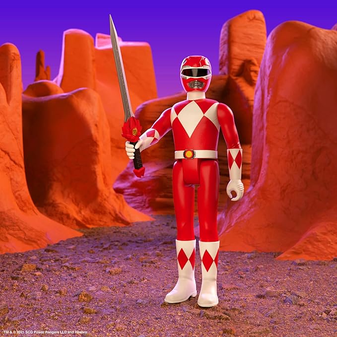 Super7 Mighty Morphin Power Rangers Red Ranger - 3.75" Power Rangers Action Figure with Accessories Classic TV Show Collectibles and Retro Toys - Figurio