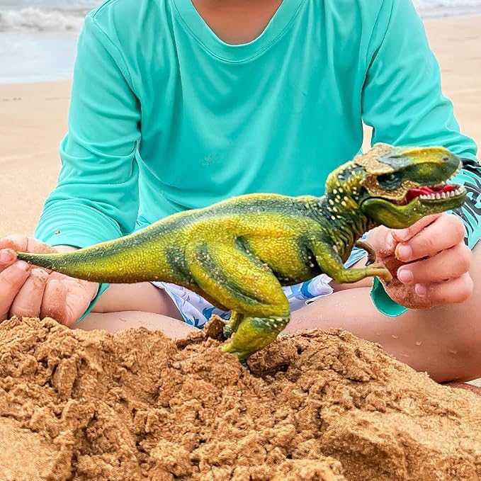 schleich DINOSAURS — Tyrannosaurus Rex, T-Rex Toy with Realistic Detail and Movable Jaw, Imagination-Inspiring Dinosaur Toys for Girls and Boys Ages 4+, Green, 11.2" x 5.6" x 3.8" - Figurio