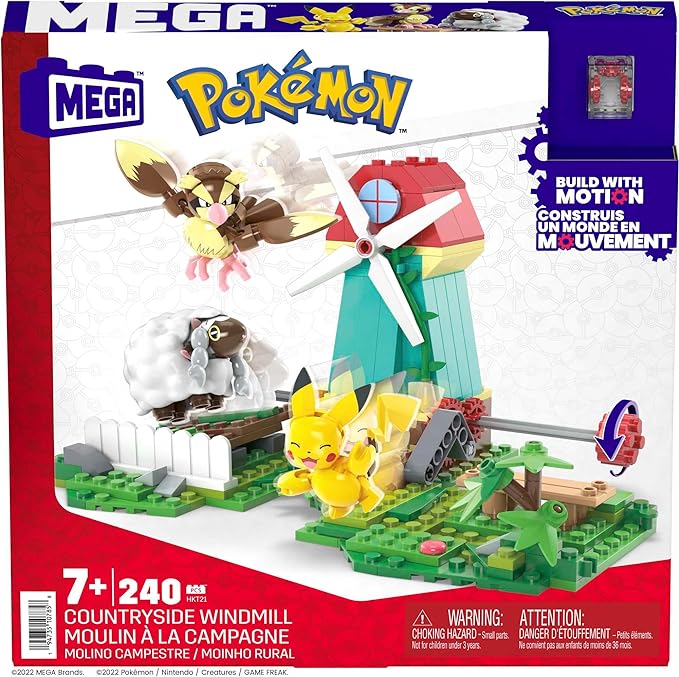 MEGA Pokémon Building Toys Set, Countryside Windmill with 240 Pieces, Motion and 3 Poseable Action Figures, for Kids - Figurio