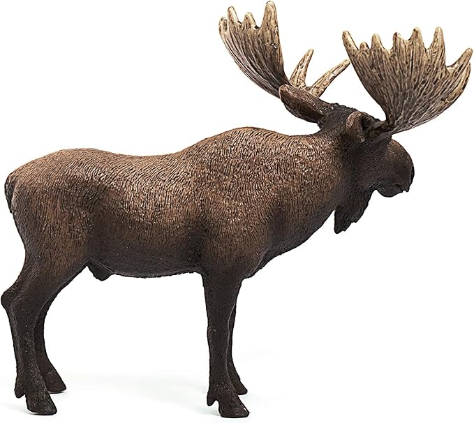 Schleich Wild Life Moose Bull Figurine - Wild Animal Toy Figurine, Durable for Education and Imaginative Play for Boys and Girls, Gift for Kids Ages 3+ - Figurio