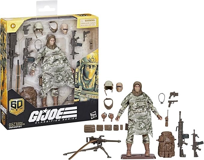 G.I. Joe Classified Series 60th Anniversary Action Soldier - Infantry, Collectible 6-Inch Action Figure with 25 Accessories - Figurio