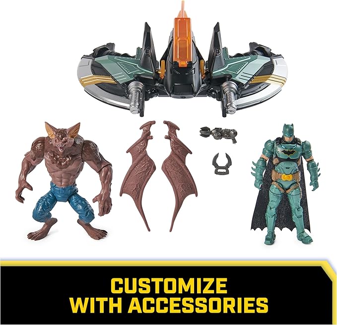 DC Comics, Batman Aerial Battle Pack (Amazon Exclusive), Batwing Vehicle, 4-inch Batman & Man-Bat Action Figure, Super Hero Kids Toys for Boys & Girls - Figurio