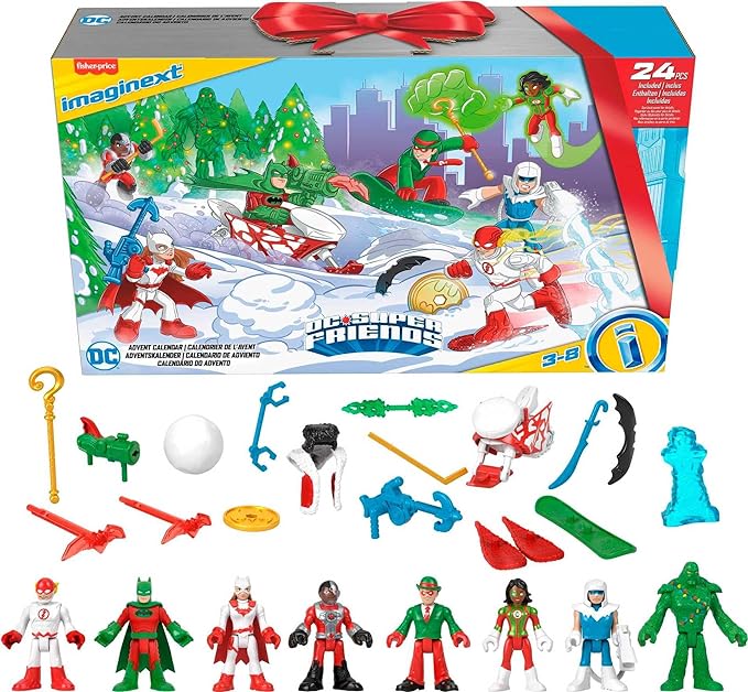 Fisher-Price Imaginext DC Super Friends Advent Calendar, Christmas Toy with 24 Figures & Accessories for Preschool Kids Ages 3+ Years - Figurio