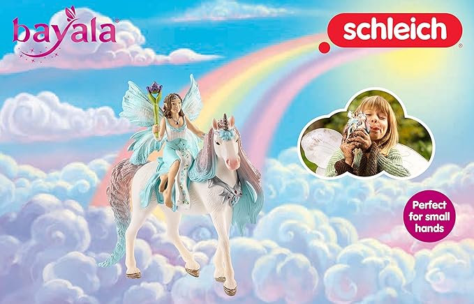 Schleich Bayala Fairy Eyela with Princess Unicorn Playset - Sparkling Flying Princess Doll with Unicorn and Magic Wand, Birthday Gift for Girls and Boys Ages 5-12 - Figurio