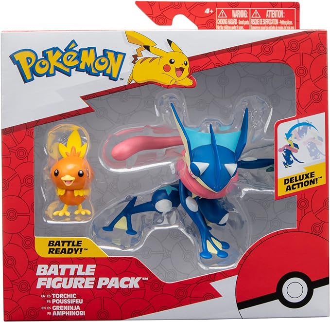 Pokémon Battle Figure 2 Pack - Features 4.5-Inch Greninja and 2-Inch Torchic Battle Figures with Accessory - Amazon Exclusive - Figurio