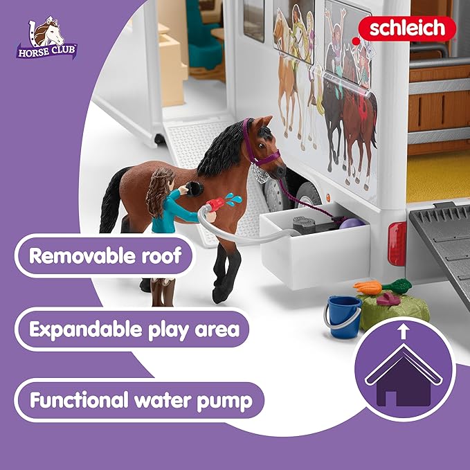 Schleich Horse Club - Horse Transporter, 97 Piece Playset with Horse Trailer, 3 x Horses, Collectible Animal Toys and Horse Riding Figurines for Children Aged 5+ - Figurio