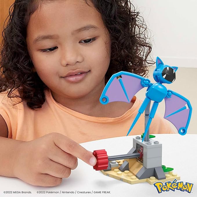 Mega Pokémon Building Toys Set, Zubat’s Midnight Flight with 61 Pieces, 1 Poseable Character, 5 Inches Tall, for Kids - Figurio