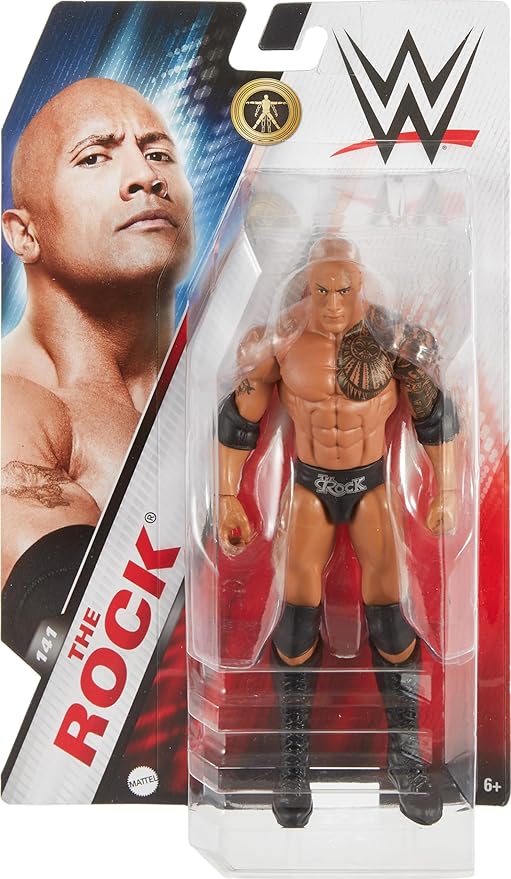 Mattel WWE Basic Action Figure, 6-inch Collectible The Rock with 10 Articulation Points & Life-Like Look - Figurio