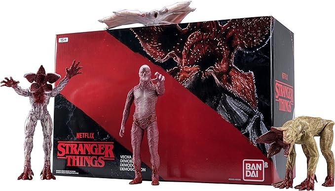 Bandai Namco - Stranger Things - Bloody Vecna, Demogorgon, Demodog, & Demobat Vinyl Figures 4-Pack Deal - Figurio