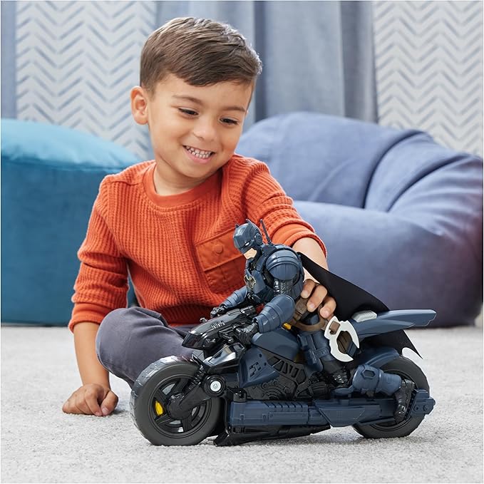 DC Comics, Batman Adventures, Batman Batcycle, Transforming 2-in-1 Batcycle & Batglider, Figure Compatible, Super Hero Kids Toy for Boys and Girls 4+ - Figurio