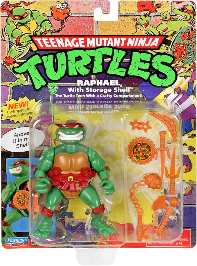 Teenage Mutant Ninja Turtles: 4” Original Classic Storage Shell Raphael Basic Figure by Playmates Toys - Figurio