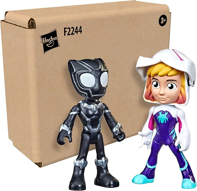 Spidey and His Amazing Friends Hero Reveal 2-Pack, Marvel Action-Figures, Mask-Flip Feature, Ghost-Spider and Black Panther, 3+ Years - Figurio