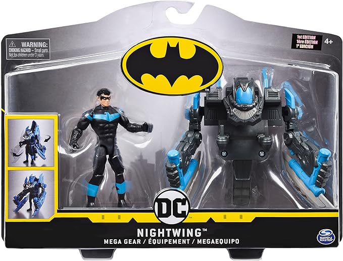 DC Comics Batman, 4-Inch Nightwing Mega Gear Deluxe Action Figure with Transforming Armor - Figurio