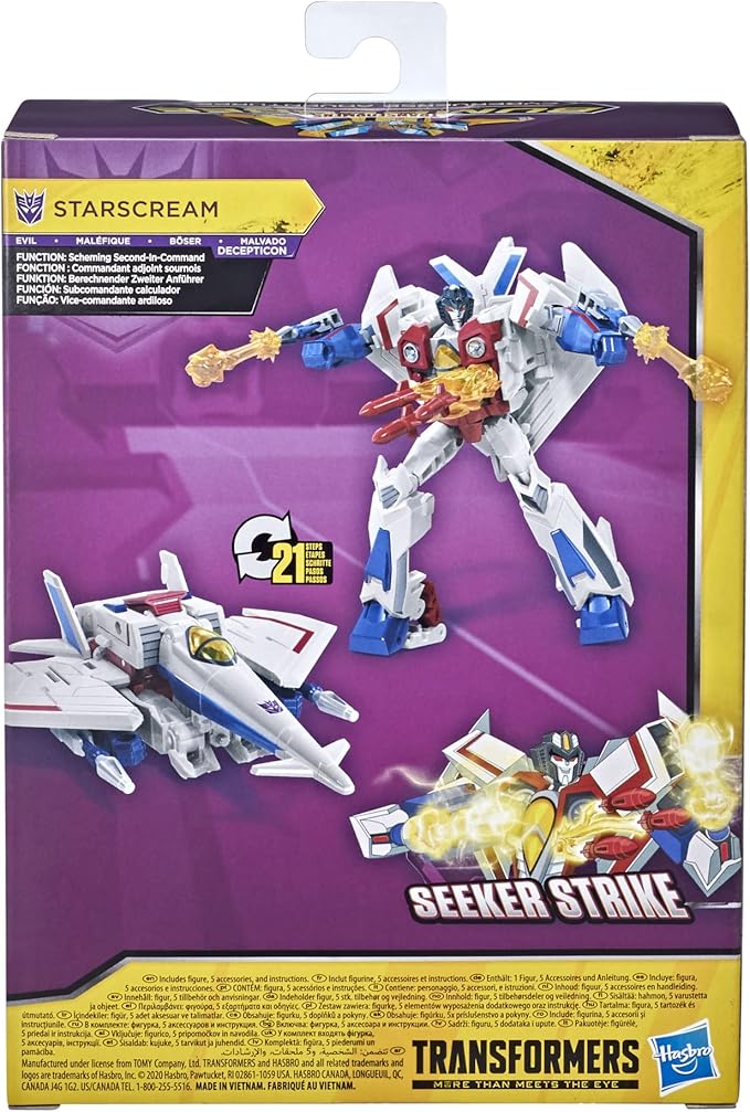 Transformers Bumblebee Cyberverse Adventures Toys Deluxe Class Starscream Action Figure, Seeker Strike Action Attack, 5-inch - Figurio