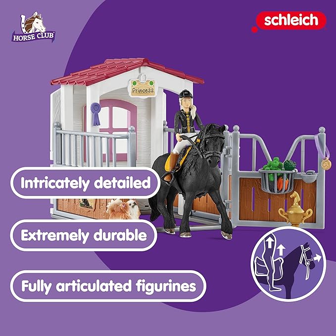 schleich HORSE CLUB — Horse Box with HORSE CLUB Tori & Princess, 26 Piece Horse Stable Play Set, Functional Horse Toys for Girls and Boys Ages 5+ - Figurio