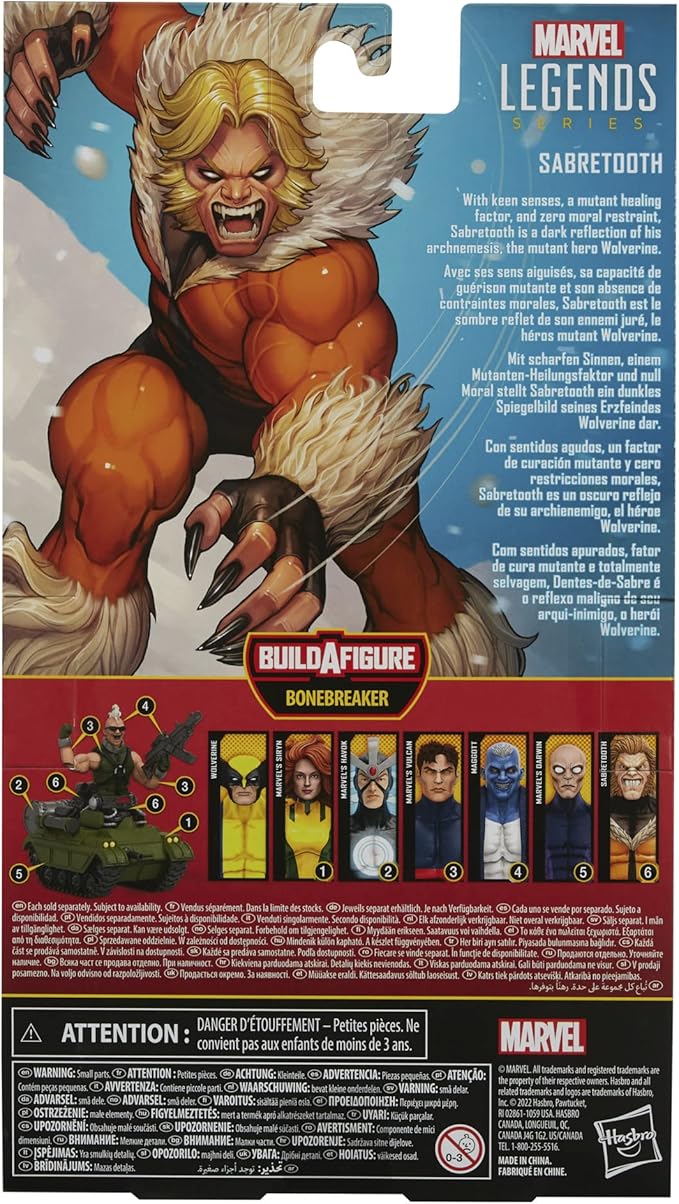 Marvel Legends Series X-Men Sabretooth Action Figure 6-Inch Collectible Toy, 3 Build-A-Figure Part - Figurio