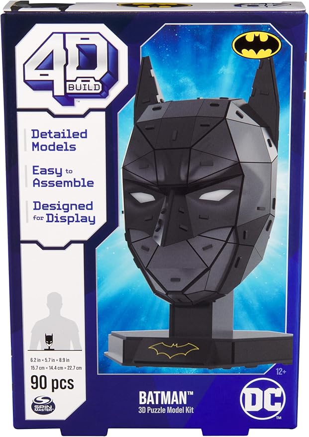 DC Batman 3D Puzzle Model Kit with Stand 90 Pcs, Batman Toys Desk Decor, Building Toys, 3D Puzzles for Adults & Teens Ages 12+ - Figurio