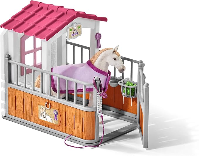 Schleich Horse Club, 12-Piece Playset, Horse Toys for Girls and Boys 5-12 years old Horse Stall with Lusitano Horses - Figurio