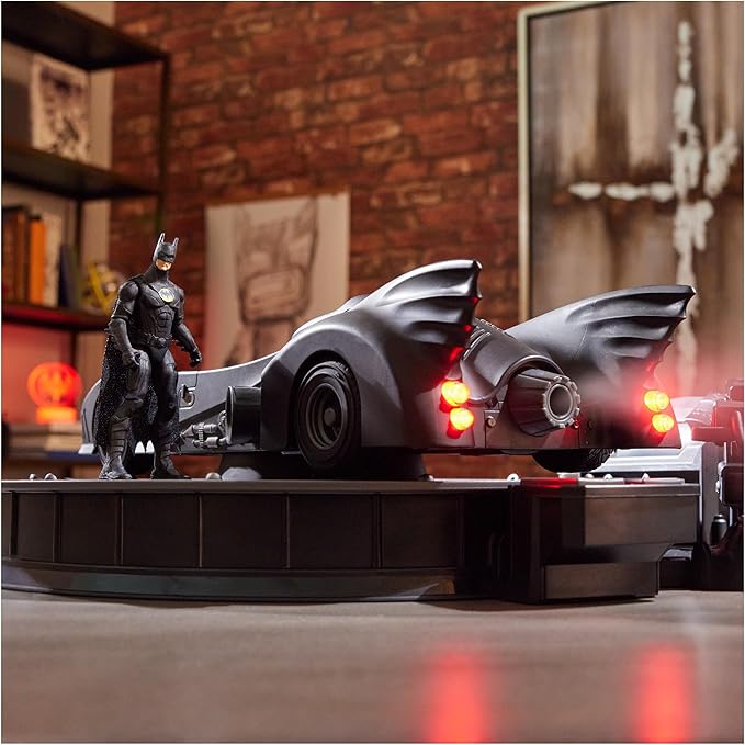 DC Comics, Official 1989 Batmobile RC, Exclusive Batman Figure, Limited Edition Collector's Item, Smoke Effects, Batcave Chargeable Base, Ages 14+ - Figurio