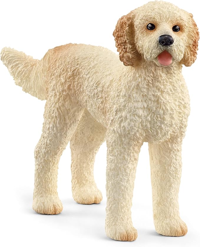 Schleich Farm World Goldendoodle Dog Figurine - Highly Detailed and Durable Animal Toy, Fun and Educational Play for Boys and Girls, Gift for Kids Ages 3+ - Figurio