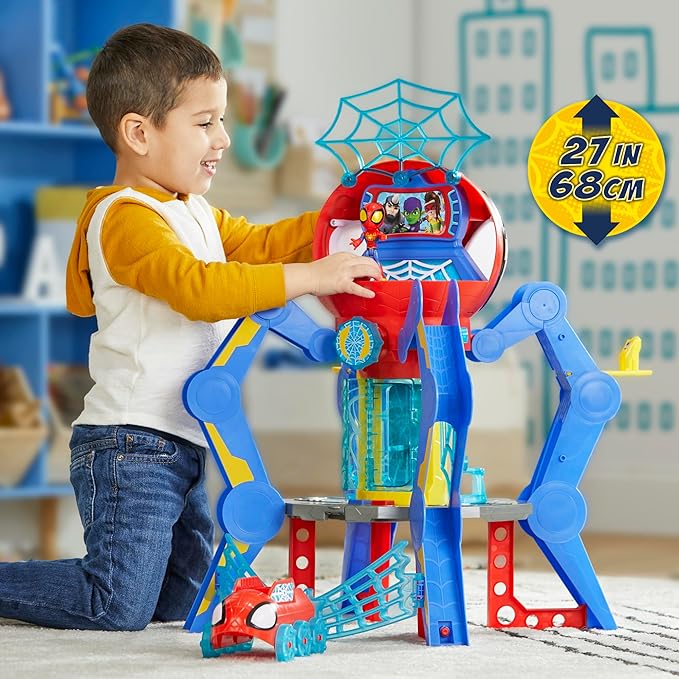 Spidey and His Amazing Friends Web-Spinners Web-Quarters, Kids Playset with Action Figure, Vehicle, and Accessories, Marvel Super Hero Toys, Ages 3 and Up, Large - Figurio