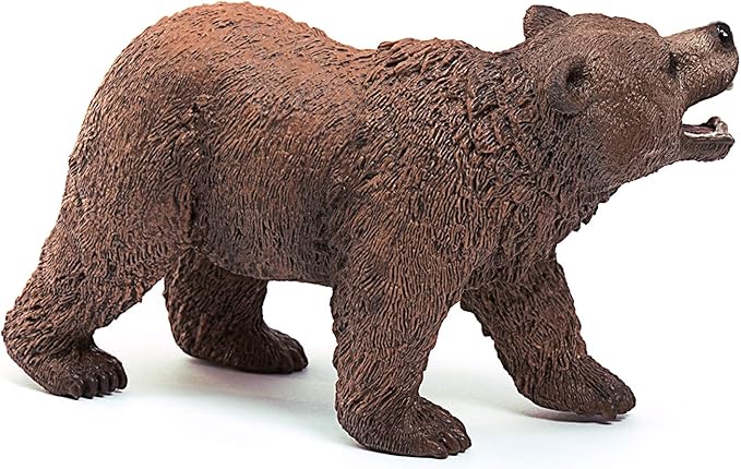 Schleich Wild Life Realistic Grizzly Bear Figurine - Hand-Painted and Detailed Animal Figure for Kids, Perfect Toy for Fun and Imaginative Adventures, Gift for Boys and Girls Ages 3+ , 2.6 inch - Figurio