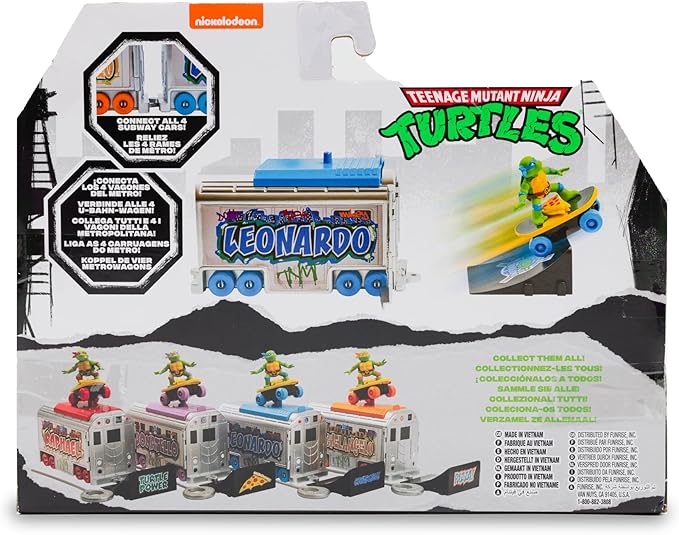 Teenage Mutant Ninja Turtles 5" Switch Kick Subway Launcher Leonardo Ages 3+ - Launch & Shred with Signature Katanas! - Figurio