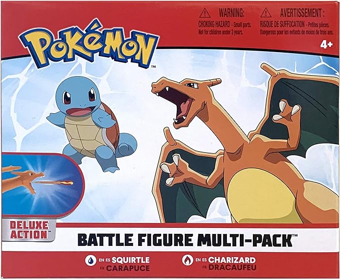 Pokémon Fire and Water Battle Pack - Includes 4.5 Inch Flame Action Charizard and 2" Squirtle Action Figures - Amazon Exclsuive - Figurio