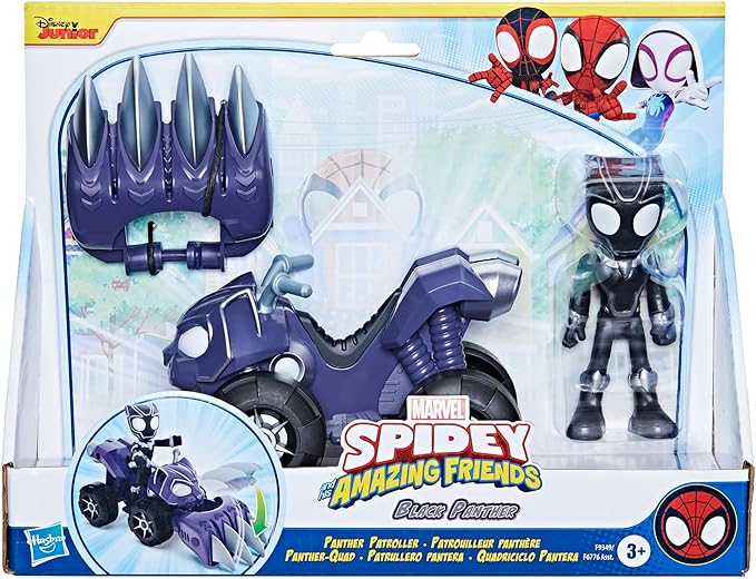 Spidey and his Amazing Friends Marvel Black Panther, Panther Patroller Toy Set with Action Figure and Vehicle, Super Hero Toys for Kids 3 and Up - Figurio