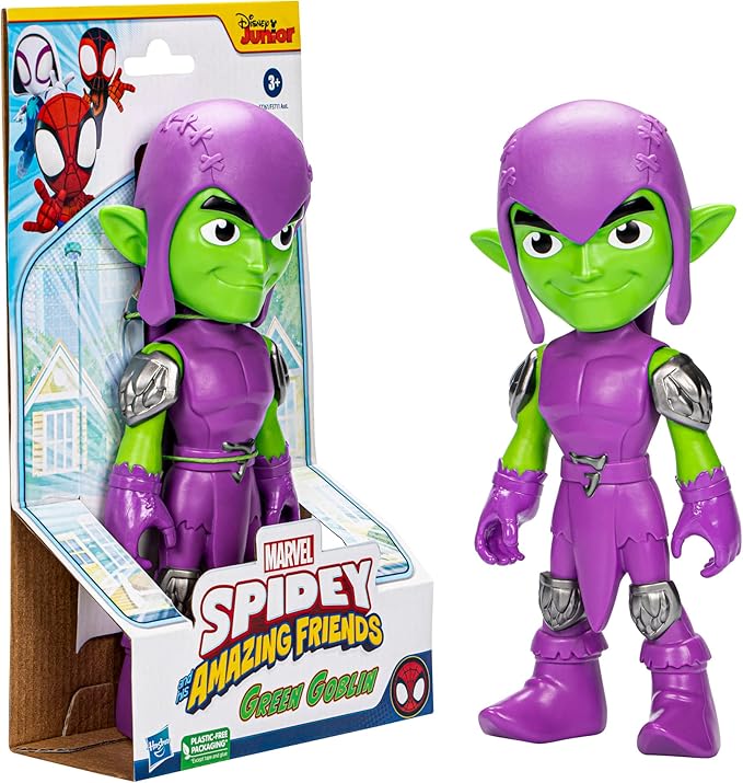 Marvel Spidey and His Amazing Friends Supersized Green Goblin Figure, 9-Inch Action Figure, Preschool Toys for Kids, Ages 3 and Up, Super Hero Toys - Figurio