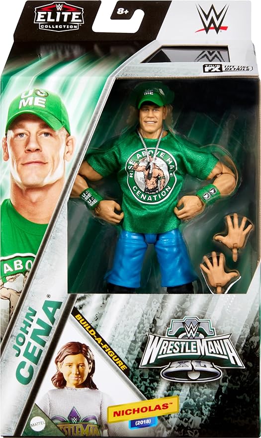 Mattel WWE Elite Collection Action Figure, WrestleMania John Cena with Accessory & Nicholas Build-A-Figure Parts - Figurio