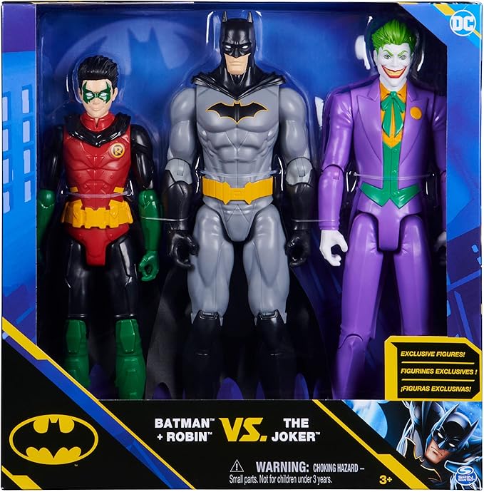 DC Comics, Batman and Robin vs. The Joker, 12-inch Action Figures, Kids Toys for Boys and Girls Ages 3 and Up - Figurio