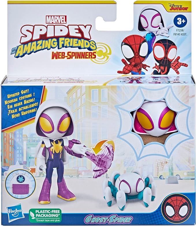 Spidey and His Amazing Friends Web-Spinners Ghost-Spider Action Figure with Accessories, Web-Spinning Accessory, Marvel Toys for Kids, Ages 3 and Up - Figurio