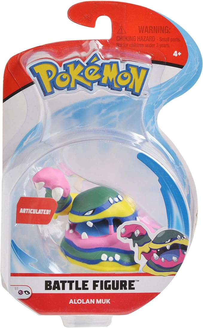 Pokemon 3" Alolan Muk Articulated Battle Action Figure - Figurio