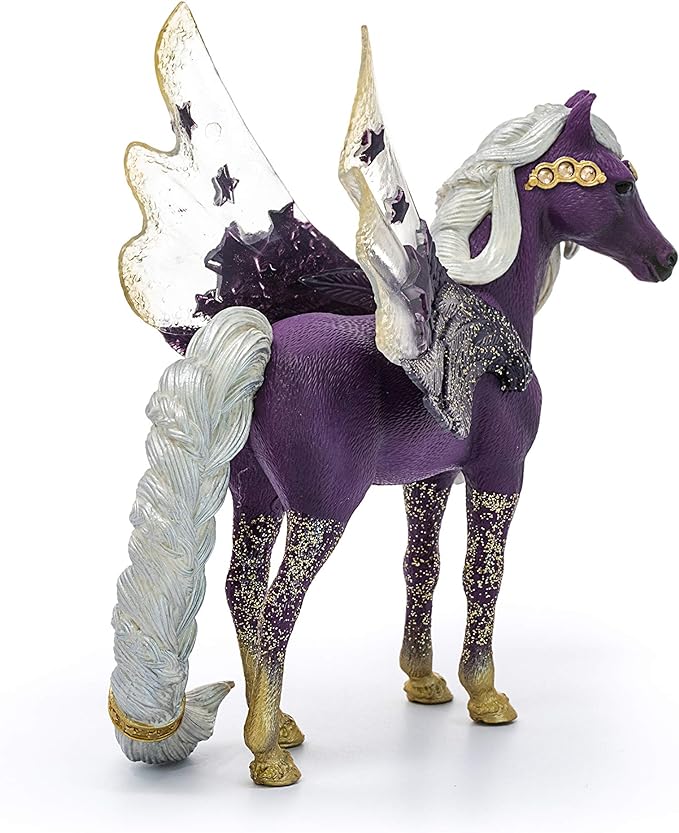 Schleich bayala Star Unicorn Flying Pegasus Figurine - Fantastic Purple and Gold Unicorn Fantasy Figurine, Bring Smile and Joy, Gift for Boys and Girls, Fans of Fantasy, Kids Age 5+ - Figurio