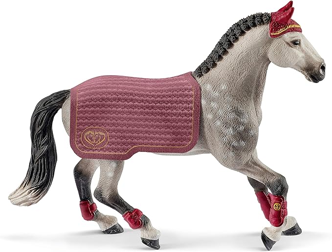 Schleich Horse Club Trakehner Mare Riding Tournament Horse Toy Figurine - Authentic Mare Horse Toy with Removable Blanket for Boys and Girls Imagination and Play, Gift for Kids Ages 5+ - Figurio