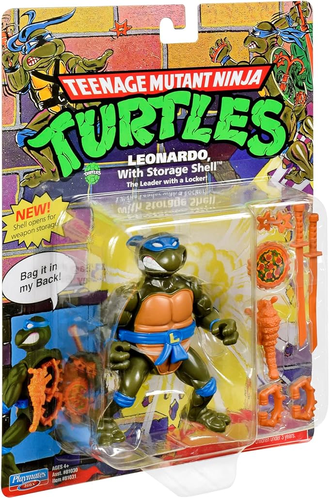 Teenage Mutant Ninja Turtles: 4” Original Classic Storage Shell Leonardo Basic Figure by Playmates Toys - Figurio