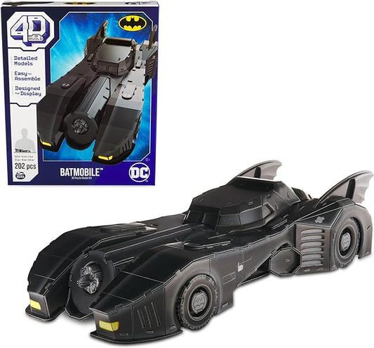 DC Batman Retro Batmobile 3D Puzzle Model Kit with Stand 202 Pcs, Batman Toys Desk Décor, Building Toys, 3D Puzzles for Adults & Teens 12+ - Figurio